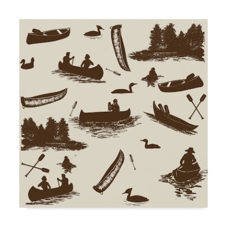 Sher Sester 'Canoe Pattern Brown ' Canvas Art,18x18